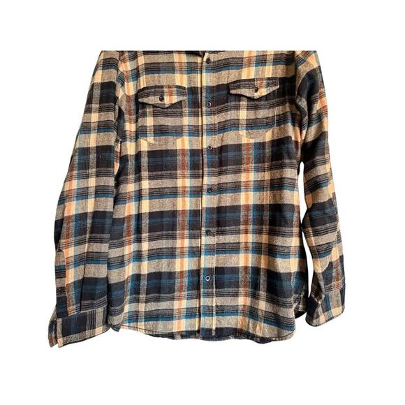 Burnside Sz L Plaid Flannel Button Down Flannel Shirt Outdoor Workwear - Picture 7 of 14